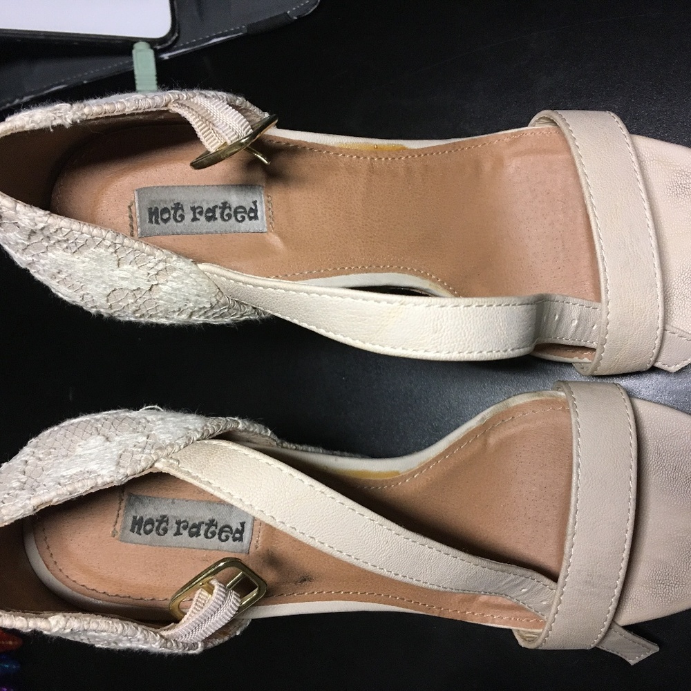 USED Not Rated Women's Beige Cork Wedges Size 8